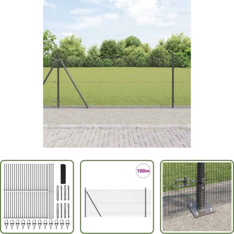 Recinzione esterna -  Palo della recinzione Grigio 100 x 0,8 m (rete 12 x 12 mm)