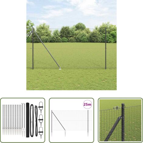 Recinzione esterna -  Palo della recinzione Grigio 25 x 1,5 m (25 x 25 mm rete)