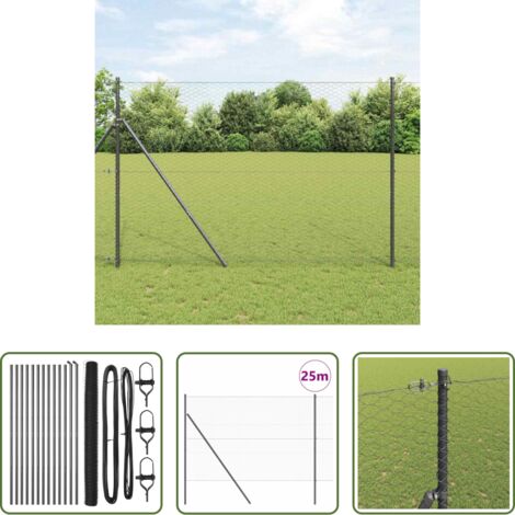 Recinzione esterna -  Palo della recinzione Grigio 25 x 1,5 m (rete 36 mm) Acciaio