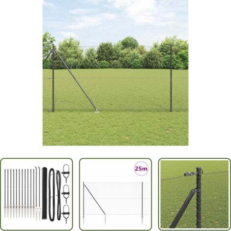 Recinzione esterna -  Palo della recinzione Grigio 25 x 1,5 m (rete da 13 mm) Acciaio