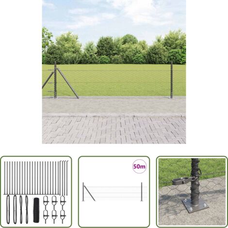 Recinzione esterna -  Palo della recinzione Grigio 50 x 0,4 m (rete 36 mm)