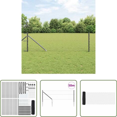 Recinzione esterna -  Palo della recinzione Grigio 50 x 0,6 m (rete a maglia 50 mm)