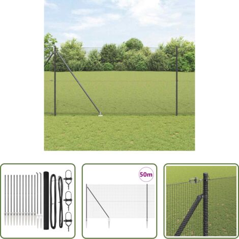 Recinzione esterna -  Palo della recinzione Grigio 50 x 1,5 m (maglia 12 x 12 mm)