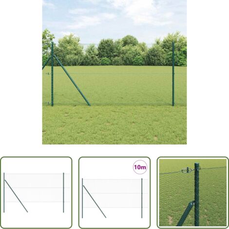 Recinzione esterna -  Palo della recinzione Verde 10 x 1 m (rete 13 mm) Acciaio e PVC