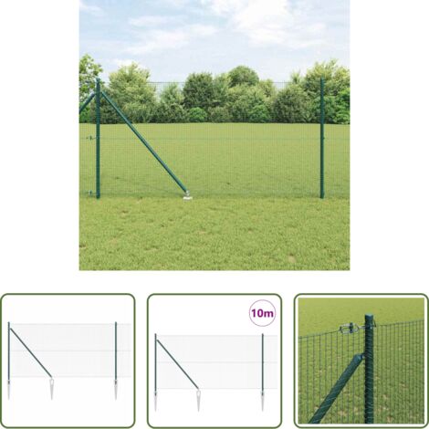 Recinzione esterna - Palo della recinzione Verde 10 x 1 m (rete 19 x 19 mm) Acciaio