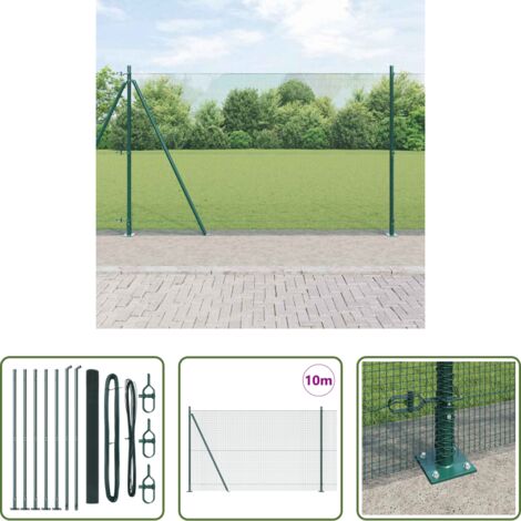 Recinzione esterna -  Palo della recinzione Verde 10 x 1,5 m (rete 12 x 12 mm)