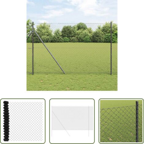 Recinzione esterna -  Recinzione a rete metallica Grigio 10 x 1,5 m Acciaio