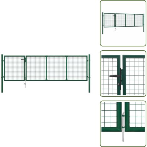 Recinzione esterna - vidaXL Cancello da Giardino in Acciaio 350x100 cm Verde - Cancello robusto