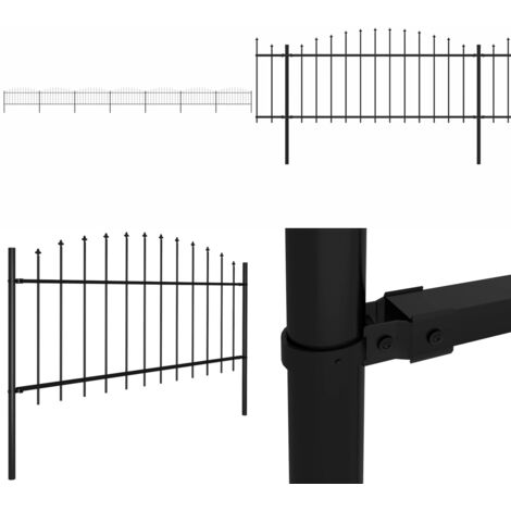 Recinzione Giardino Punta Lancia (0,5-0,75)x11,9m Acciaio Nera - Recinzione in acciaio - Recinzione con punte a lancia