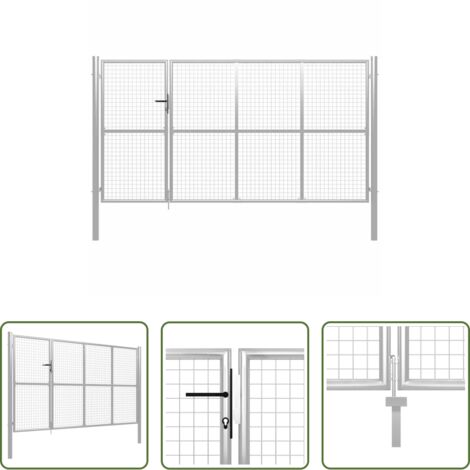 Recinzione in acciaio -  Cancello per Giardino in Acciaio 350x150 cm Argento