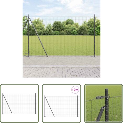 Recinzione in acciaio e PVC -  Recinzione con Posto Grigio 1,5 x 10 m Acciaio e PVC