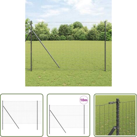 Recinzione in acciaio e PVC -  Recinzione con Posto Grigio 1,5 x 10 m Acciaio e PVC