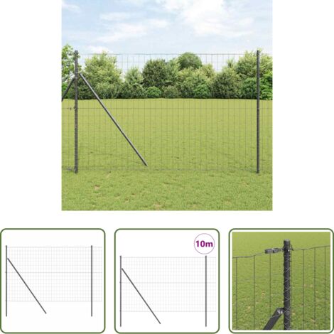 Recinzione in acciaio e PVC -  Recinzione con Posto Grigio 1,6 x 10 m Acciaio e PVC