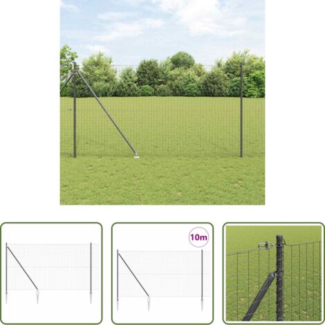 Recinzione in acciaio e PVC -  Recinzione con Posto Grigio 1,6 x 10 m Acciaio e PVC