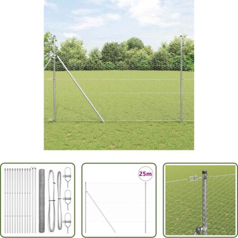 Recinzione in acciaio -  Palo della recinzione Argento 25 x 1,6 m (rete 36 mm) Acciaio