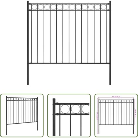 Recinzione in acciaio -  Recinzione da giardino Assen in acciaio 1,7x1,2 m nera
