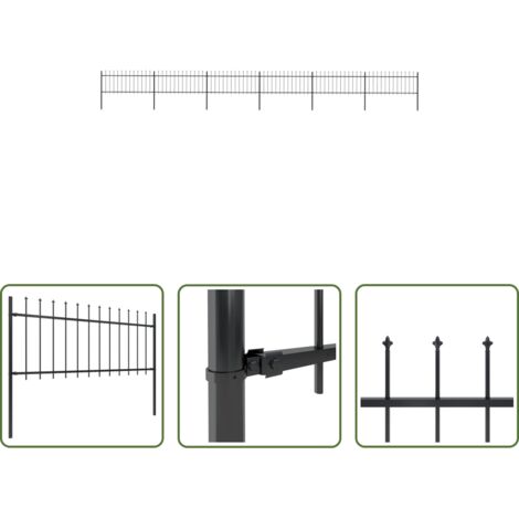 Recinzione in acciaio -  Recinzione da Giardino con Punta a Lancia in Acciaio 1070x80 cm Nero