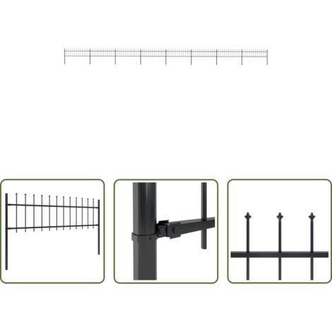 Recinzione in acciaio -  Recinzione da Giardino con Punta a Lancia in Acciaio 1426x60 cm Nero