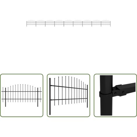 Recinzione in acciaio -  Recinzione da Giardino con Punta a Lancia in Acciaio 1603,5x100 cm Nero