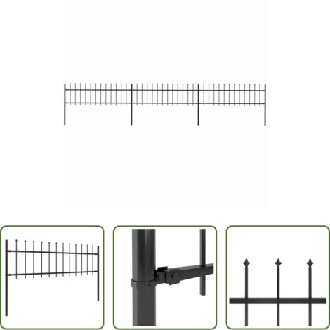 Recinzione in acciaio -  Recinzione da Giardino con Punta a Lancia in Acciaio 537x60 cm Nero