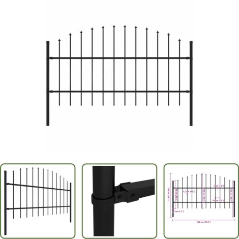 Recinzione in acciaio -  Recinzione da Giardino Woerden con Punta a Lancia in Acciaio 170x100 cm Nero