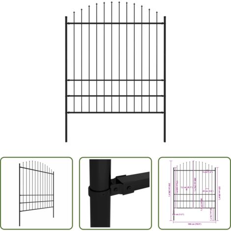 Recinzione in acciaio -  Recinzione da Giardino Woerden con Punta a Lancia in Acciaio 170x200 cm Nero