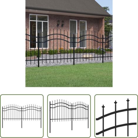 Recinzione in acciaio -  Recinzione da Giardino Woerden con Punta a Lancia Nera 240x100 cm in Acciaio