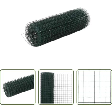 Recinzione in acciaio -  Recinzione in Rete per Pollaio in Acciaio e PVC 10x0,5 m Verde