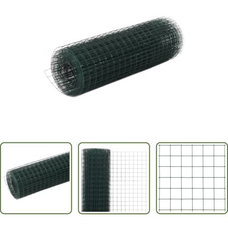 Recinzione in acciaio -  Recinzione in Rete per Pollaio in Acciaio e PVC 10x0,5 m Verde
