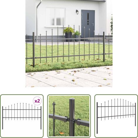Recinzione in acciaio -  Recinzione per Giardino 2 pcs Grigio 170 x 140 cm