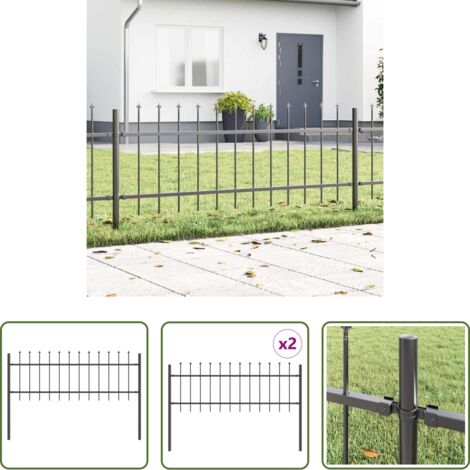 Recinzione in acciaio -  Recinzione per Giardino 2 pcs Grigio 3,4 x 0,6 m