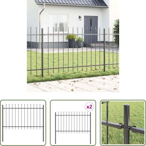 Recinzione in acciaio -  Recinzione per Giardino 2 pcs Grigio 3,4 x 1 m