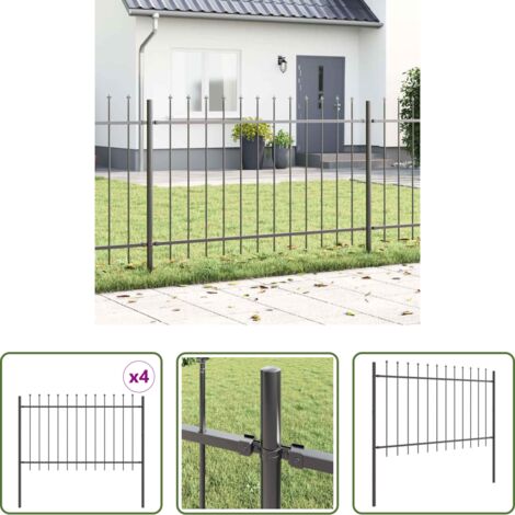 Recinzione in acciaio -  Recinzione per Giardino 4 pcs Grigio 6,8 x 1 m