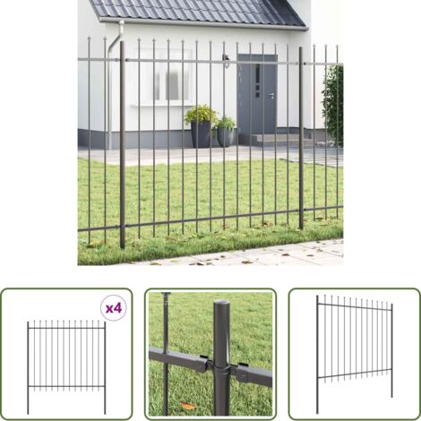 Recinzione in acciaio -  Recinzione per Giardino 4 pcs Grigio 6,8 x 1,5 m