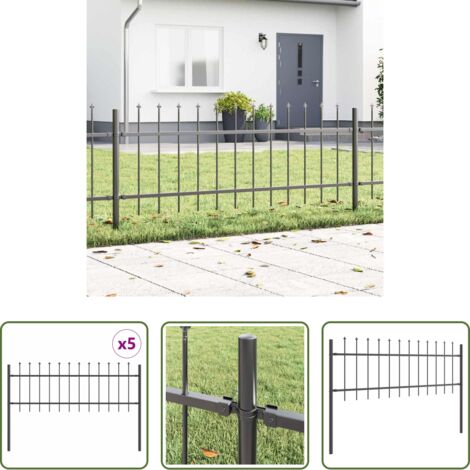 Recinzione in acciaio -  Recinzione per Giardino 5 pcs Grigio 8,5 x 0,6 m