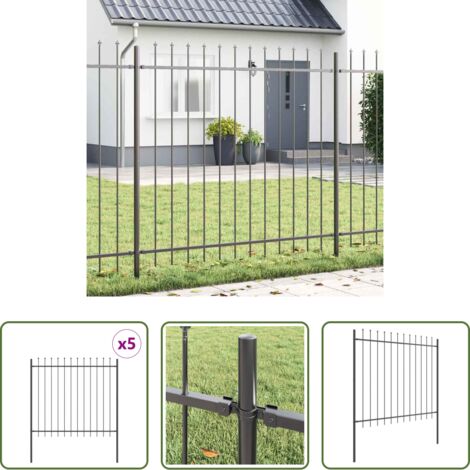 Recinzione in acciaio -  Recinzione per Giardino 5 pcs Grigio 8,5 x 1,5 m