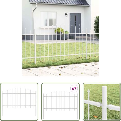 Recinzione in acciaio -  Recinzione per Giardino 7 pcs Bianco 170 x 140 cm