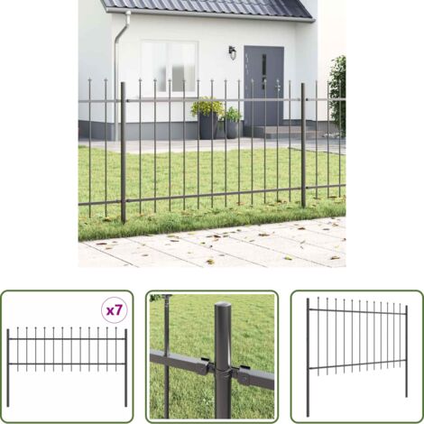 Recinzione in acciaio -  Recinzione per Giardino 7 pcs Grigio 11,9 x 0,8 m