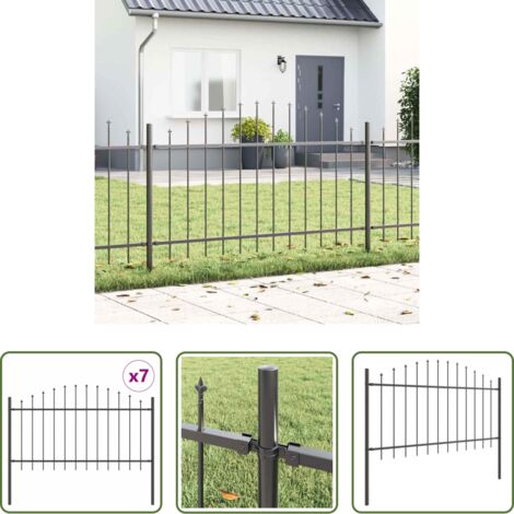 Recinzione in acciaio -  Recinzione per Giardino 7 pcs Grigio 170 x 140 cm