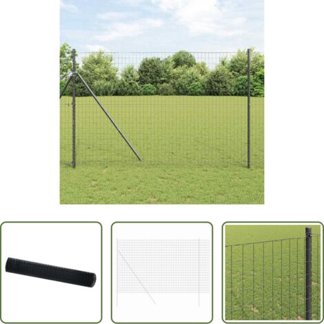 Recinzione in ferro -  Recinzione Euro Grigio 1,5 x 10 m Ferro rivestito in PVC