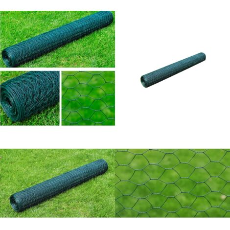 Recinzione in Rete Esagonale in Acciaio 1x25 m Verde Scuro - Recinzione in acciaio - Recinzione per pollame