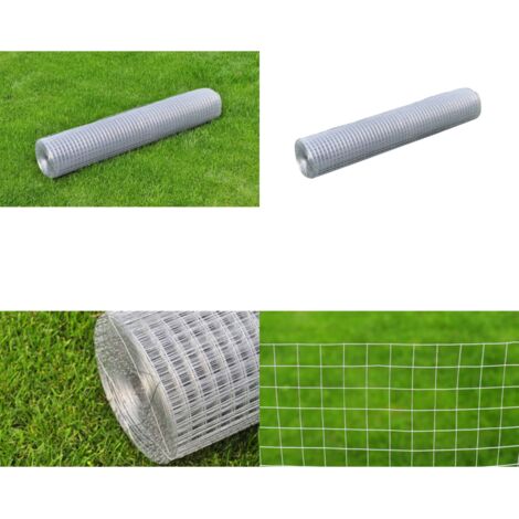 Recinzione in Rete in Acciaio Zincato Quadrata 1x25 m Argento - Recinzione in acciaio zincato - Recinzione quadrata