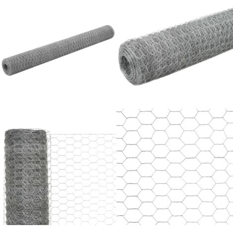 Recinzione in Rete per Pollaio Acciaio Zincato 25x1,2m Argento - Recinzione per polli - Recinzione per animali