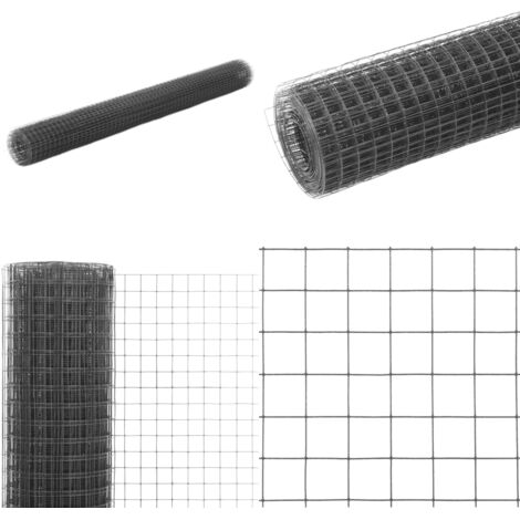 Recinzione in Rete per Pollaio in Acciaio e PVC 10x1,5 m Grigia - Recinzione in acciaio - Recinzione in PVC