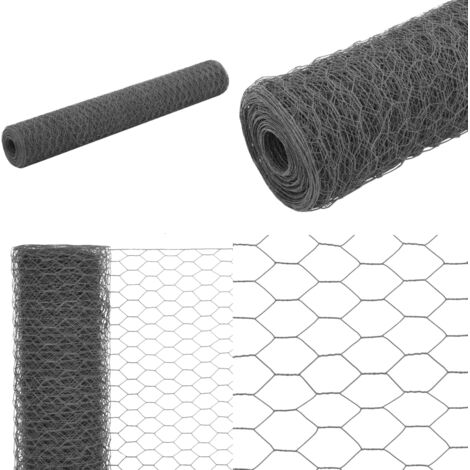 Recinzione in Rete per Pollaio in Acciaio e PVC 25x1 m Grigia - Recinzione in acciaio - Recinzione in PVC