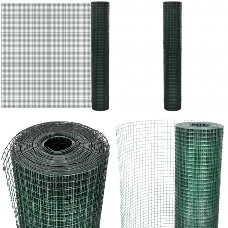 Recinzione in Rete per Pollaio Rivestita in PVC 25x1 m Verde - Recinzione per pollai - Rete metallica