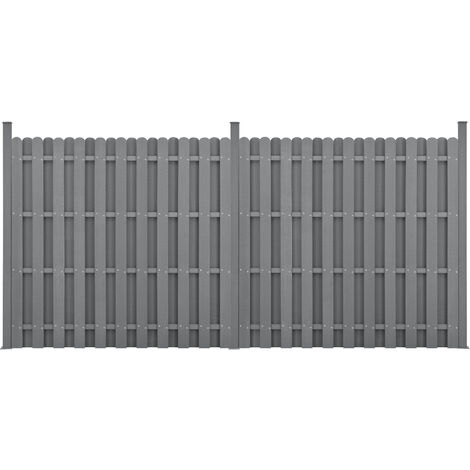 Recinzione in WPC per Giardino Staccionata a Doppia Faccia Steccato Alto 185 cm Lungo 376 cm Grigio NEU.HOLZ