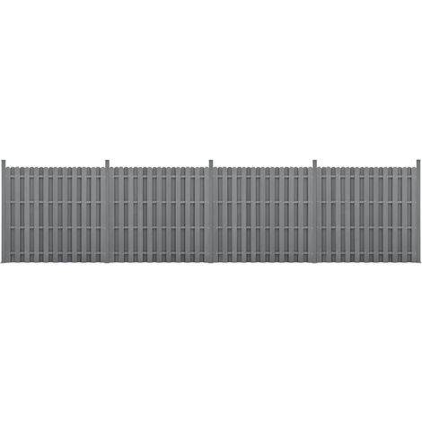 Recinzione in WPC per Giardino Staccionata a Doppia Faccia Steccato Alto 185 cm Lungo 747 cm Grigio NEU.HOLZ