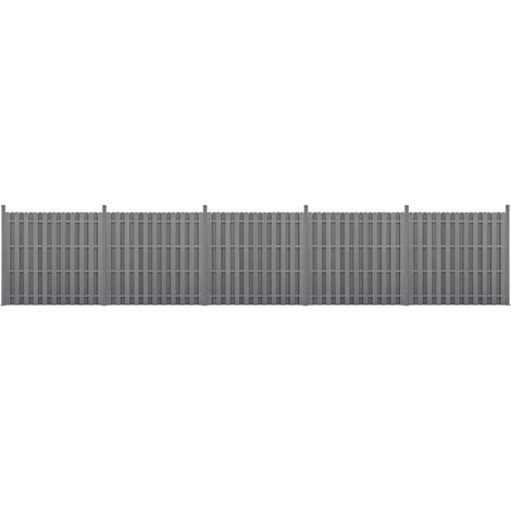Recinzione in WPC per Giardino Staccionata a Doppia Faccia Steccato Alto 185 cm Lungo 932 cm Grigio NEU.HOLZ