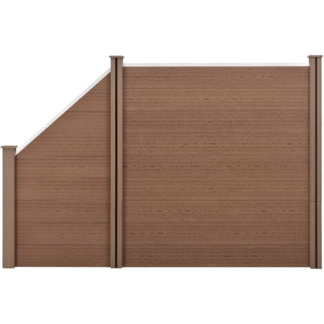 Recinzione in WPC per Giardino Staccionata da Elementi Inclinato e Rettangolare 183x277 cm Marrone NEU.HOLZ